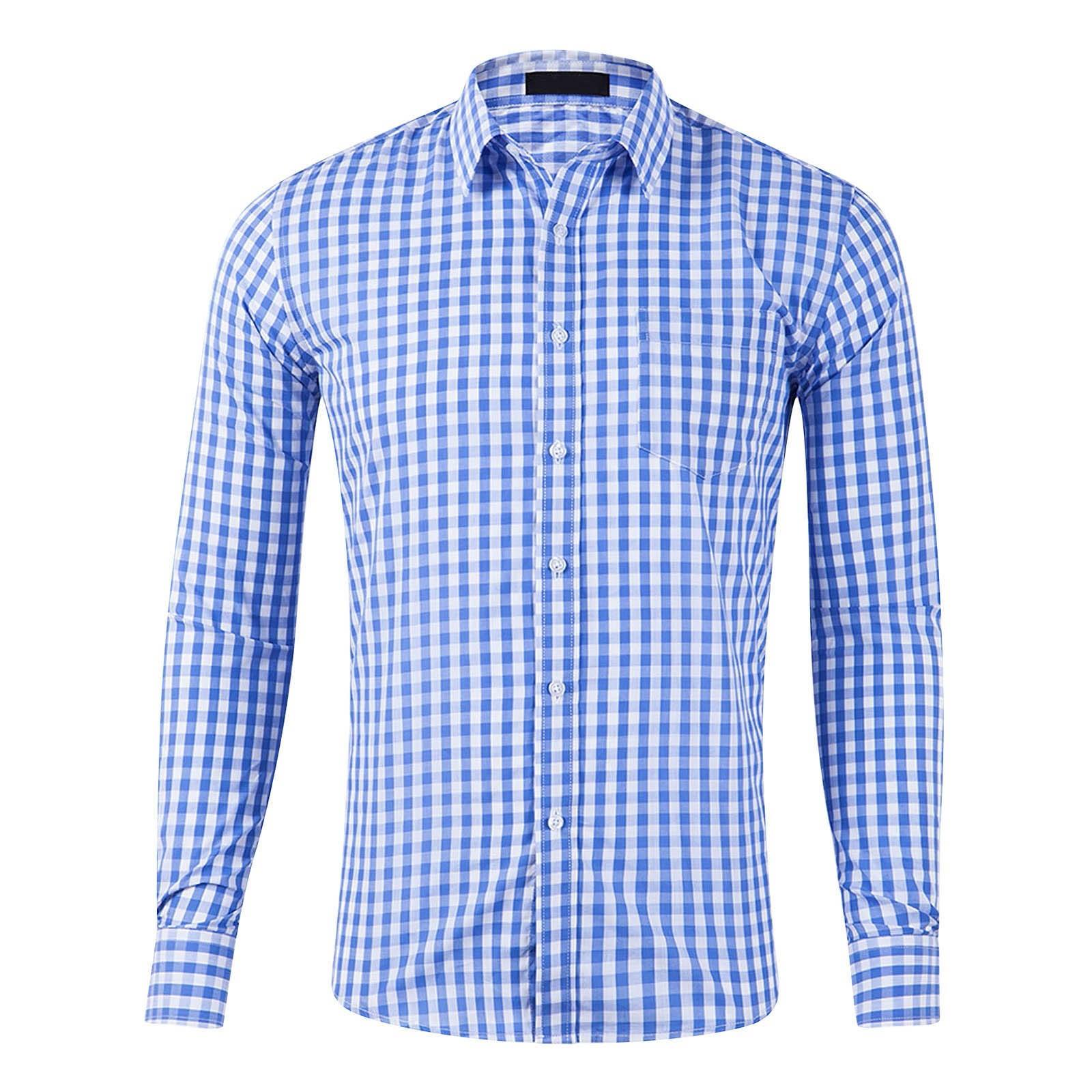 Мужская рубашка Осенняя ретро клетчатая рубашка с лацканами с длинным рукавом Повседневная рубашка L