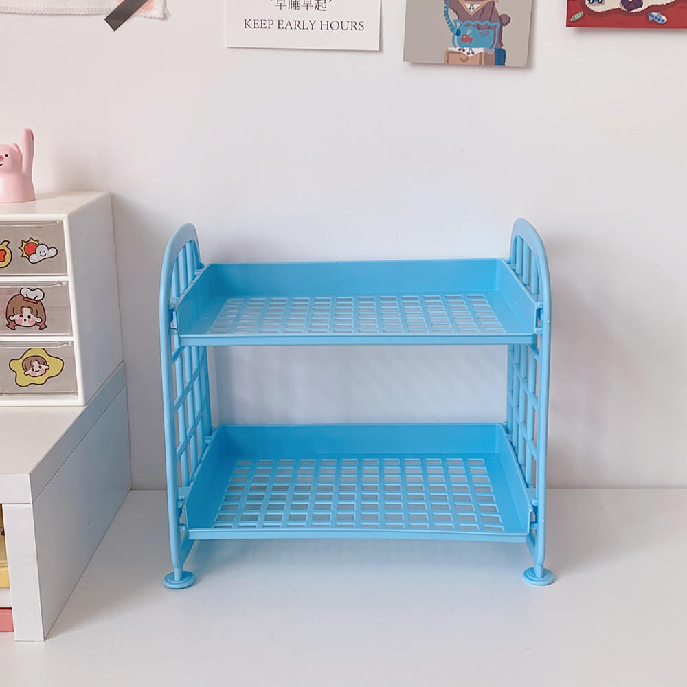 

Desktop Storage Rack Organizer Shelf Folding Plastic Storage Rack Sundries Cosmetics Stationery Rack For Home Office Dormitory