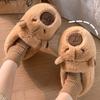 Capybara Winter Cotton Slippers: Cute Non-Slip Indoor Fur Shoes with Package Heel for Couples.
