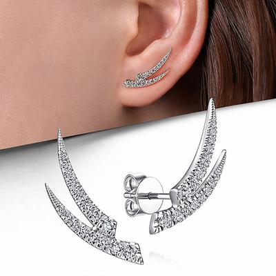 1 Pair, Fashionable, Inlaid with Synthetic Zircon, Fashionable Versatile Wing Stud Earrings