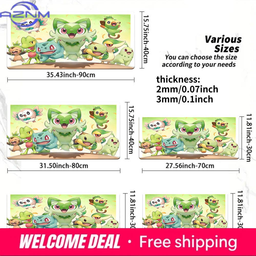 Grass Type Pokemon Starters TCG Playmat NonSlip Washable Desk Mat 30x80x0.2cm