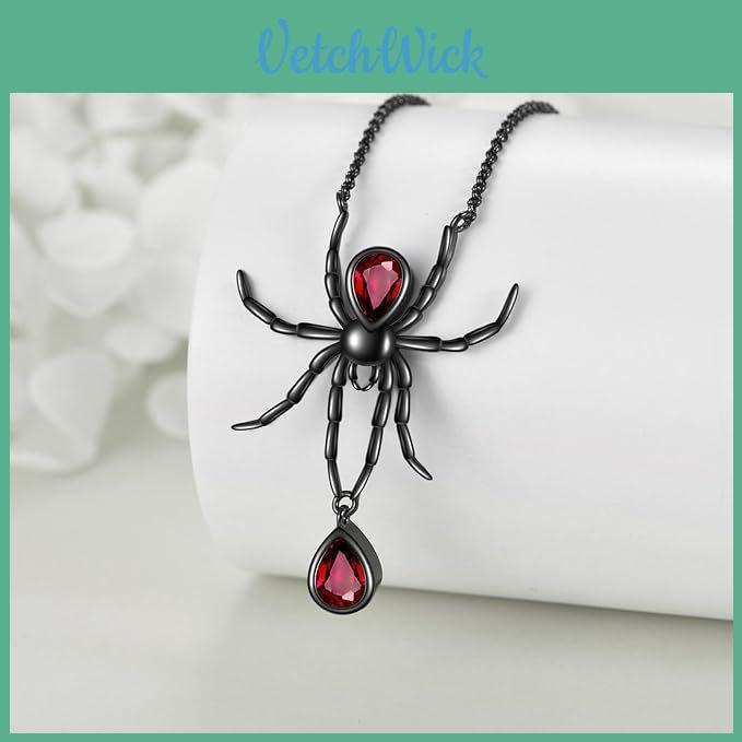 Gothic Style Black Spider Pendant Necklace For Women Fashionable Statement Jewelry