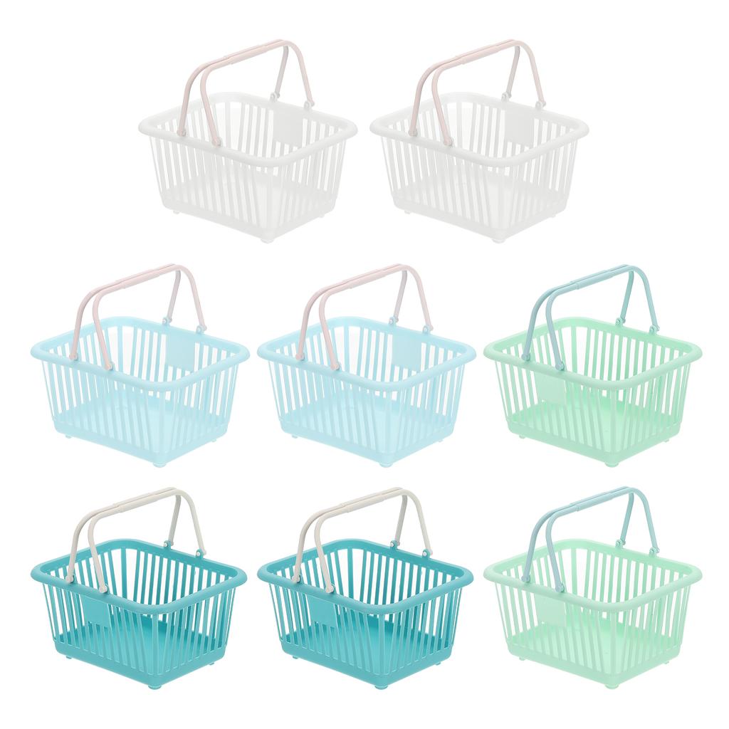 8 Stück Kleiner Plastikkorb Mini Aufbewahrungskorb Lebensmittel Winzige Einkaufskörbe mit Griff Organizer Gefiltertes Wasser für Spielzeug Snacks
