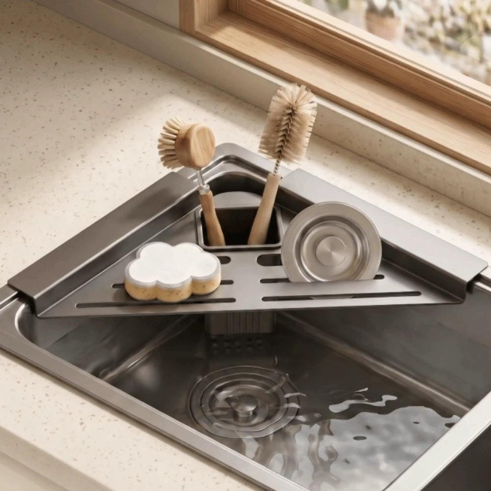 Carbon Steel Sink Sponge Holder Quick Water Drainage Dish Drying Rack Sink Storage Holder  Utensil
