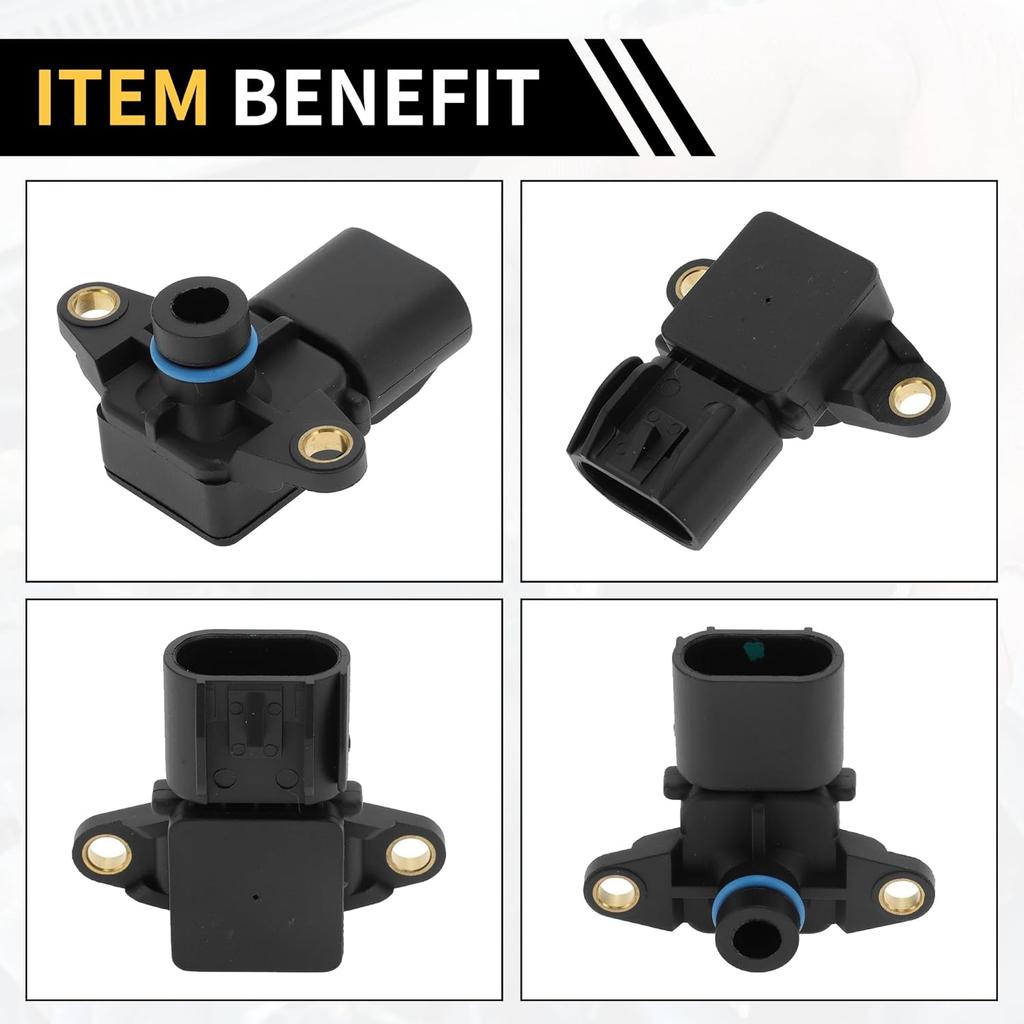 1 Pcs Manifold Absolute Pressure Sensor for Jeep TJ 2003 for Dodge for Ram 1500 2500 Van 2002-2003 MAP Sensor No.68002763AA Plastic Black