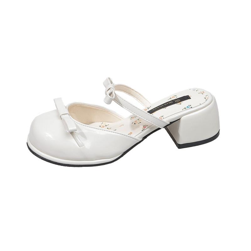 

Popular pink fairy style high-heeled slippers women s summer wear 2025 new models with skirts versatile height-enhancing cool slippers 35