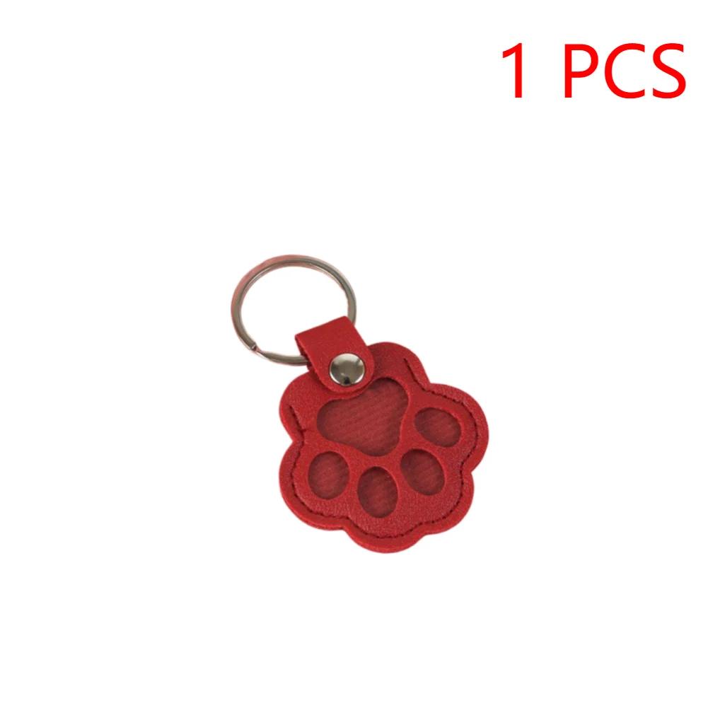 1-5PCS Pet Hair Keepsake Keychain PU Pet Keychains Hair Collector Cute Paw-Shaped Charm for Keyrings Bags and Personal Mementos