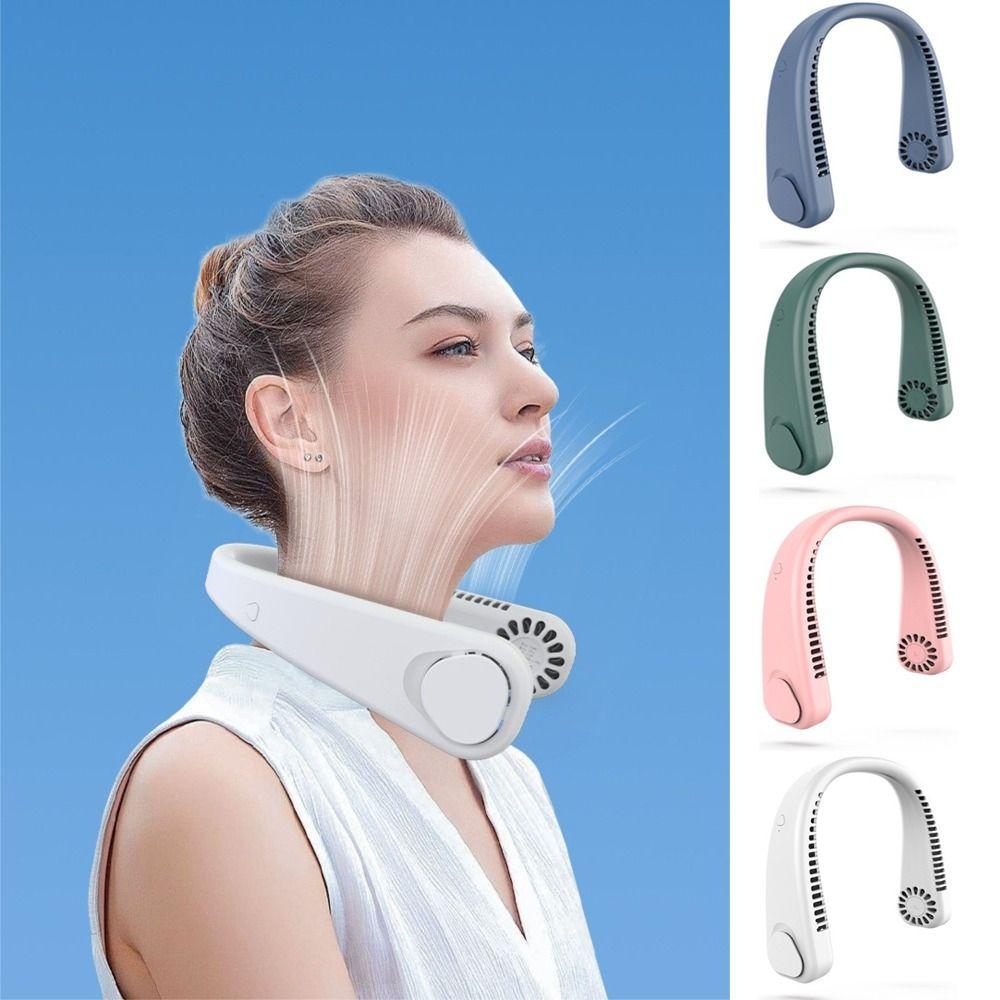 3 Speed Settings USB Rechargeable Fan Portable Wearable Fan Bladeless Neck Fan  Outdoor Sports