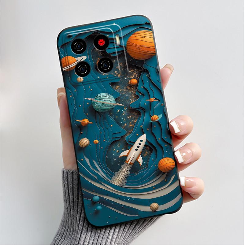 Printing Pattern Case For ZTE Blade A56 Z2473 Nubia A56 Soft Silicone Black Shell Cover For Blade A56 Pro Cute Flower Casing