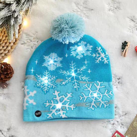 Knitting Hat With Led Lights Santa Claus Deer Christmas Tree