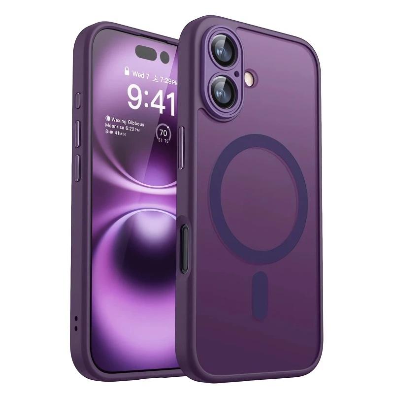 Luksusowe Magnetyczne Matowe Półprzezroczyste Odporne na Wstrząsy Etui Dla iPhone 17 16 15 14 Plus 13 12 17 Pro Max Dla Magsafe Pokrowiec do Ładowania Bezprzewodowego