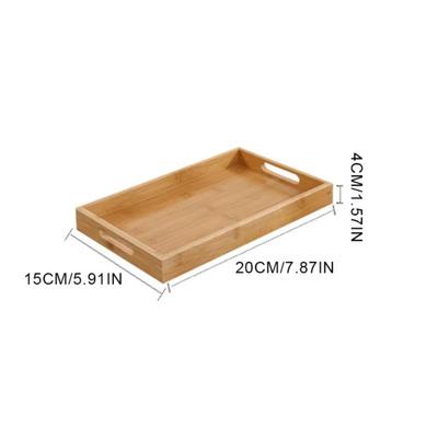 Retro Rectangular Storage Tray Household Bamboo Storage Plate Solid Wood Water Cup Plate Home Living Room