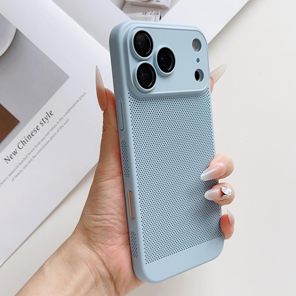 

Frosted Heat Dissipation Mesh Breathable Phone Case For iPhone 17 Air 16E 16 15 14 13 12 11 Plus Pro Max Lens Film Protect Cover iPhone17