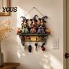 Dunkle Ästhetik Wandkunst Halloween Eingangsbereich Schlüsselhalter mit 4 Haken, Hängendes Holzschild, Montage Partyzubehör-Regal für Schlüssel Taschen Und Leinen,