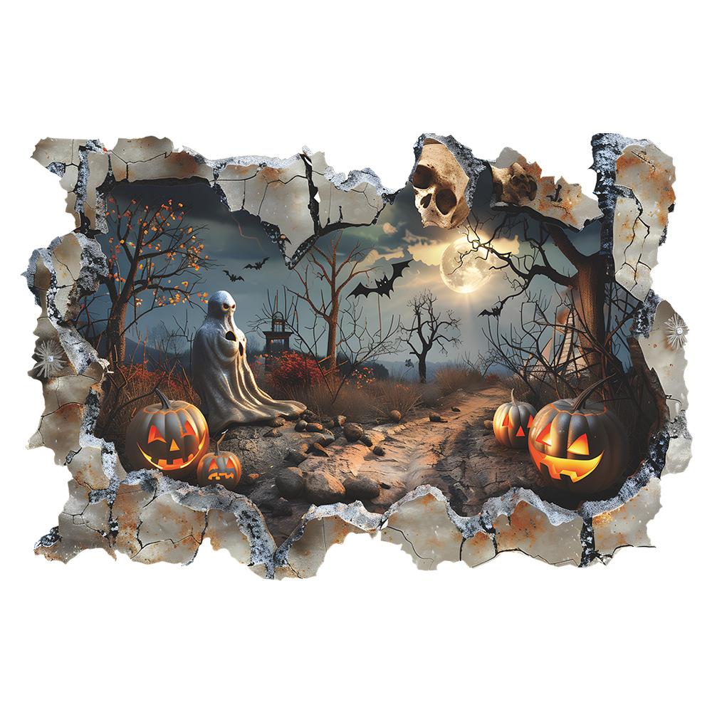 Halloween Broken Wall Skull Bat Pumpkin Bedroom Living Room Home Decoration Wall Stickers