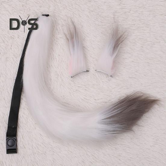 Fox Ears Tail Set Handmade Plush Animal Cosplay Props Realistic Design Role Play Halloween Party Accessories