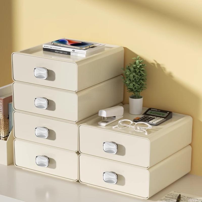Office Work Desktop Storage Box Desk Organizer Container Computer Plastic Stackable Tier Drawers Cosmetic Organizer Holder Ins