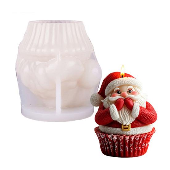 Christmas Candle Mold 3D Embossed Santa Tree Snowman Cylinder Silicone Mold for Resin Candle Soap Craft Cake Chocolate Making