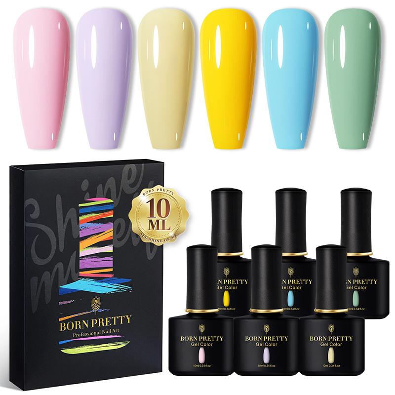 

BORN PRETTY 6 шт. 10 мл телесный розовый гель-лак для ногтей набор фиолетовый прозрачный замачиваемый УФ-светодиод с коробкой гель-лак для дизайна ногтей салон базовый верхний гель