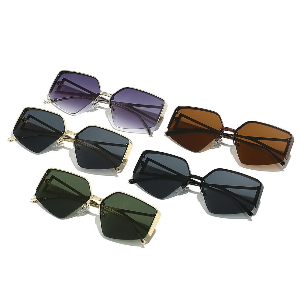 Fashionable Polygon Alloy Metal Sunglasses for Female & Male Stylish Euro-American INS Stylish Sun Eyewear for a Chic Look