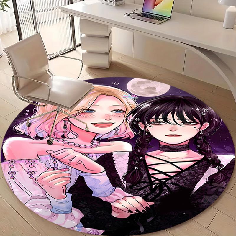 1pc Addams Family Wednesday6 Design Printed Area Round Carpet for Bedroom Living Room Home Decor Rugs Mat Non Slip Mat Rug for Bedside