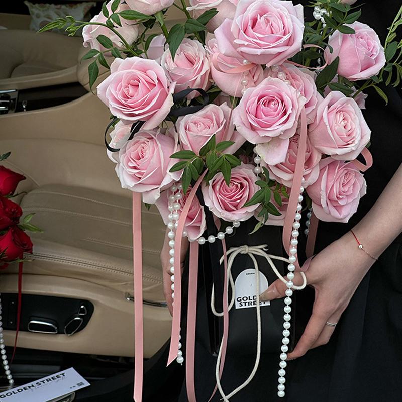 2Pcs Flower Packaging Bags Kraft Paper Candy Gift Box Bouquet Handbag Basket Packing Wedding Birthday Party Supplies