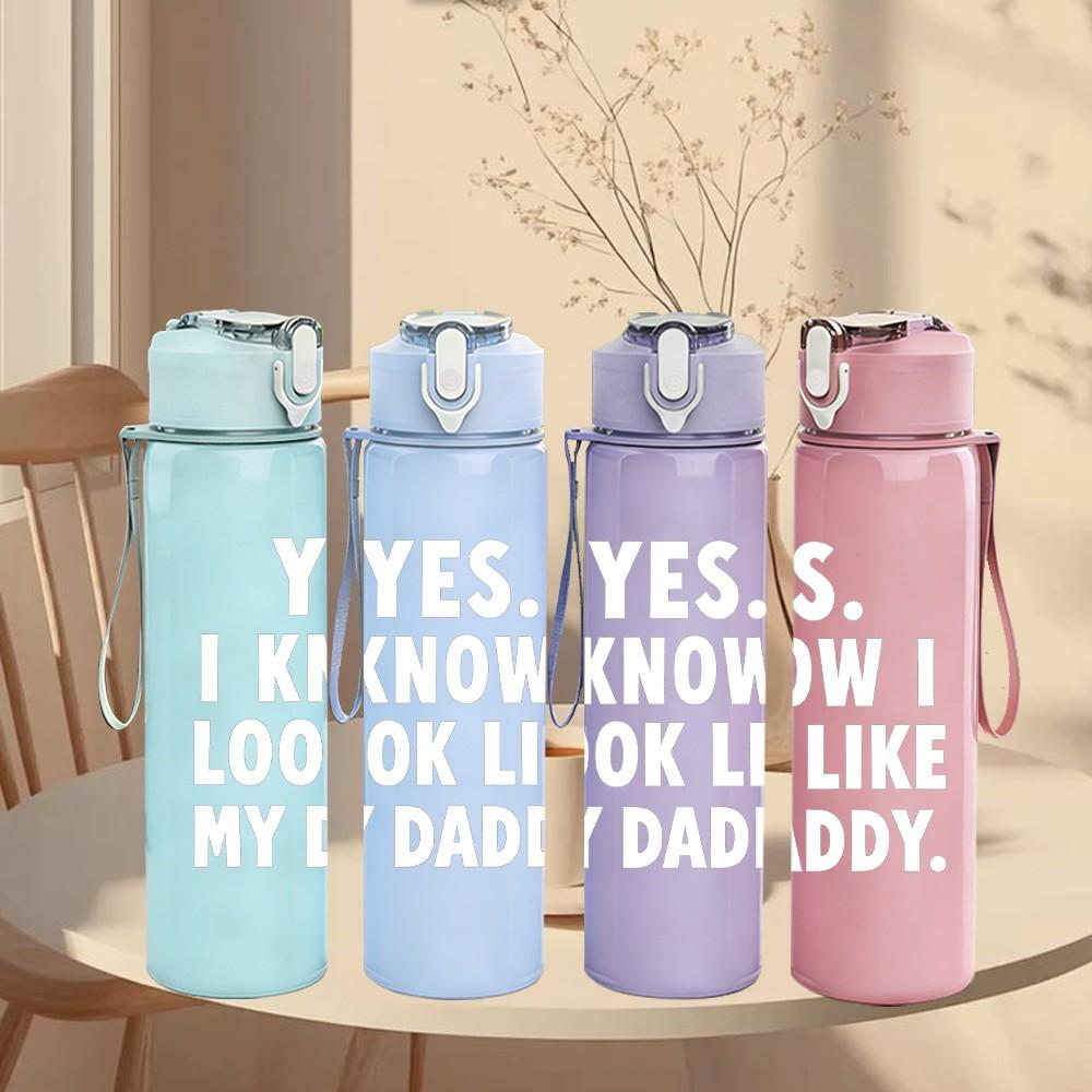 1PC I Know My Worth Quote 750ml Color Plastic Sports Water Bottle Leakproof Flip Straw Lid Suitable for Sports Office Home Use