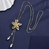 Fashionable Elegant Marquise Flower Pendant Long Sweater Chain – Artificial Crystal Gray, Perfect Fall Winter Accessory for Women, Ideal Gift