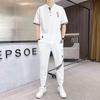 (Hemd + Hose)Sommer Kurzarm Herrenhemd Druckmuster Herren Freizeithemden mit elastischer Taille Herren Zweiteiler Größe XS-4XL