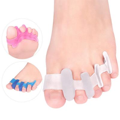 1 par fyra håls gel tåseparator bunionkorrigerare hallux valgus ortos tårätare fotskydd
