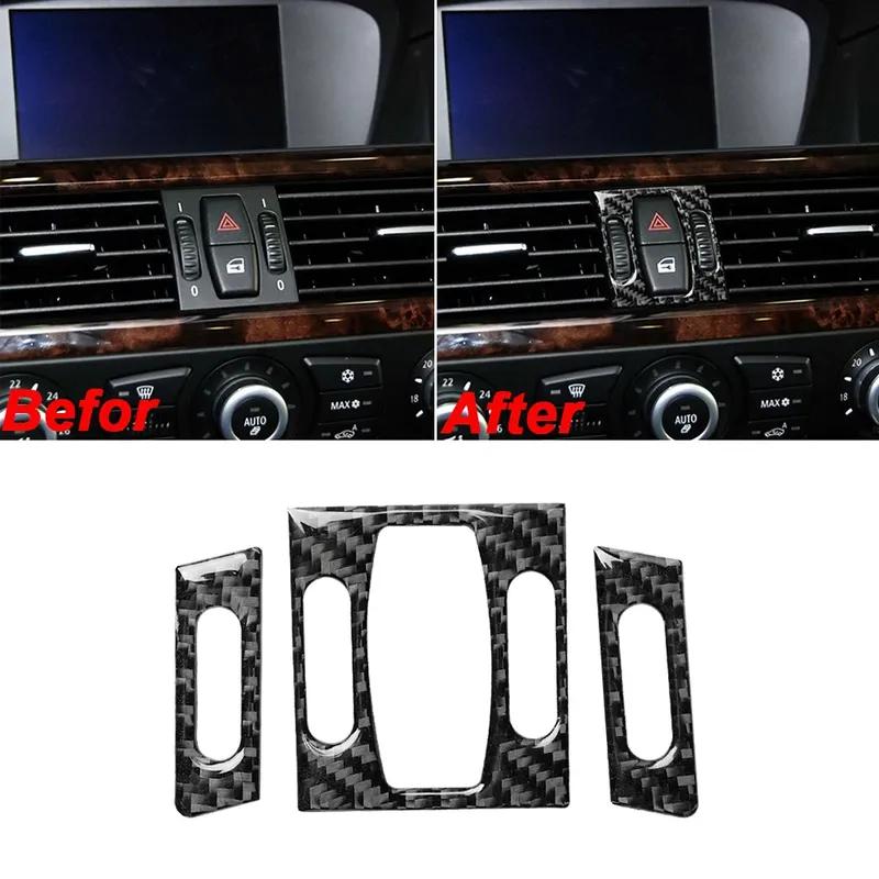 For BMW 5 Series E60 E61 2004-2010 Interior Accessory Car Carbon Fiber Interior Sticker Central Air Vent Outlet Trims