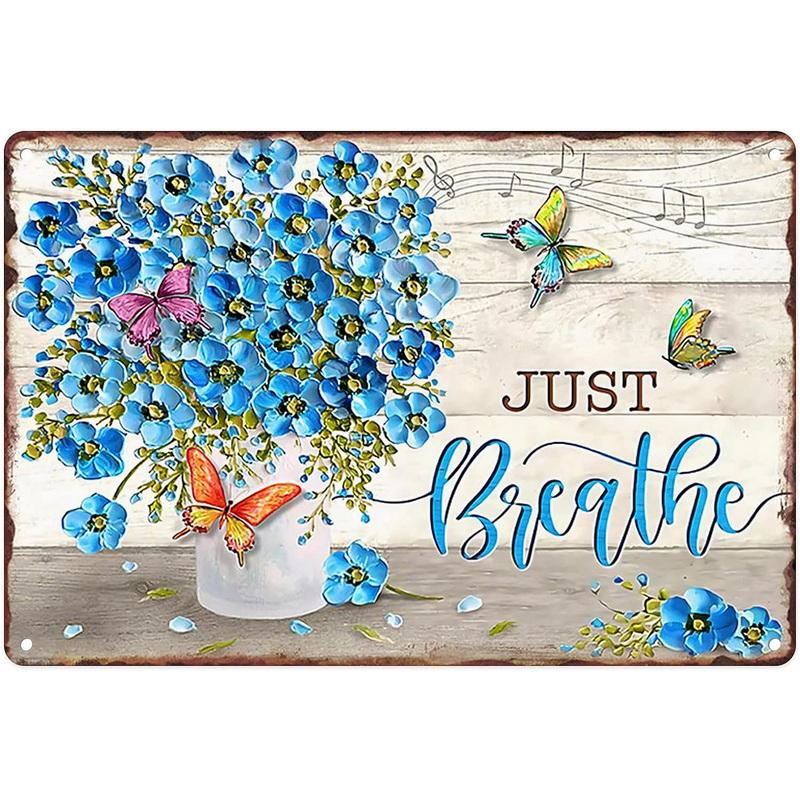 Metal Tin Sign Garden Beautiful Flowers Vintage Tin Sign Flower Lavender Metal Wall Panel Retro Art Decoration for Home Cafe Bar