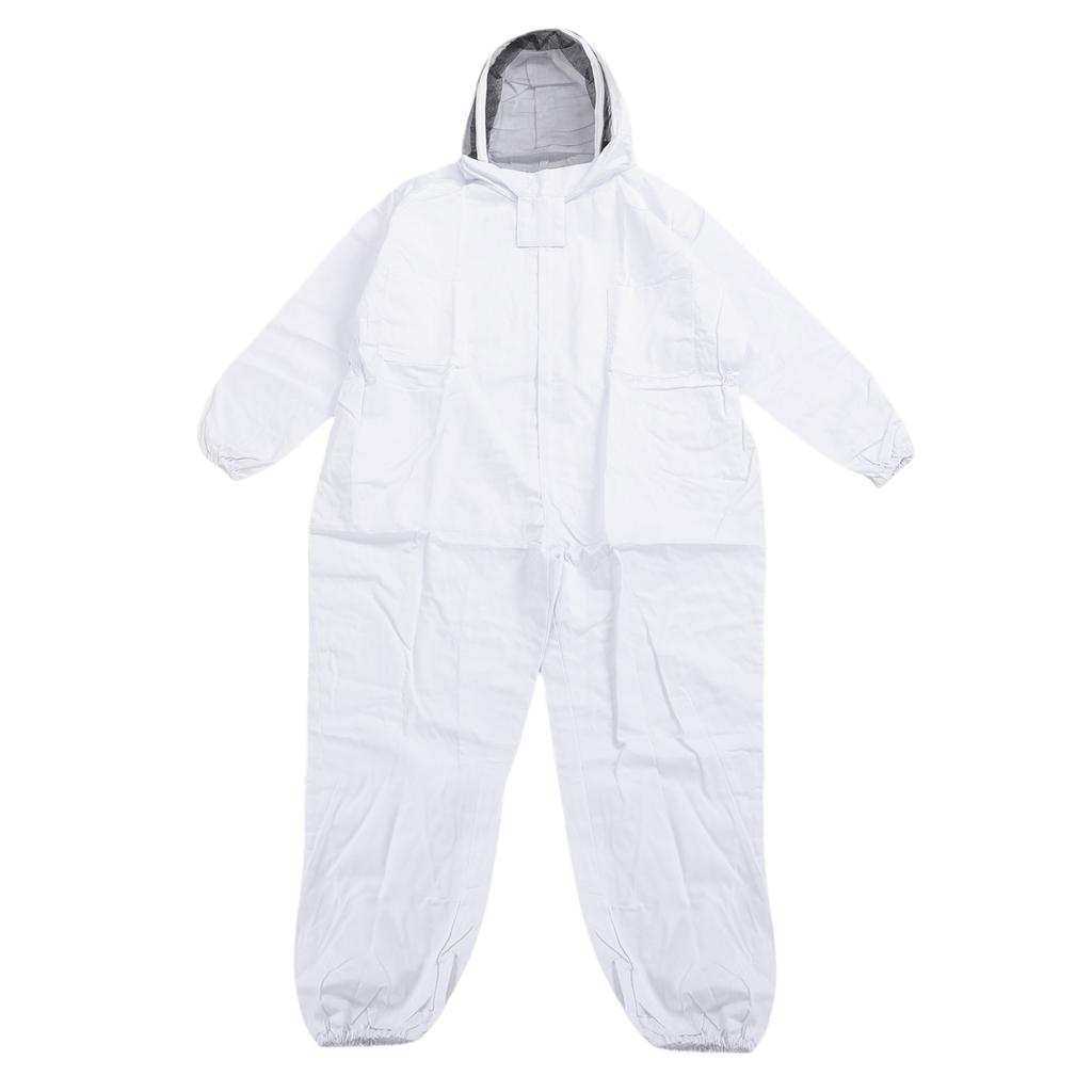 Bee Suit for Men Women Nylon Full Body Protective Beekeeping Outfit with Ventilated Hood for Beekeeper White