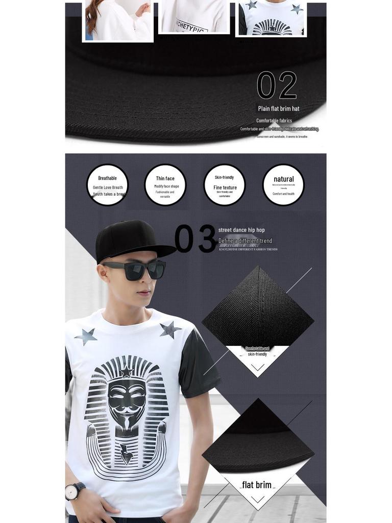 Hip Hop Cap mit flachem Schirm für Männer und Frauen - Schlicht Streetdance- und Bboy-Stil