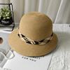 Contrasting color straw fashion bucket hat women's spring summer vacation sunscreen visor temperament elegant new basin hat