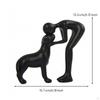 Abstract Person and Dog Statue Resin Canine Sculpture HandPainted Pet Memorial for