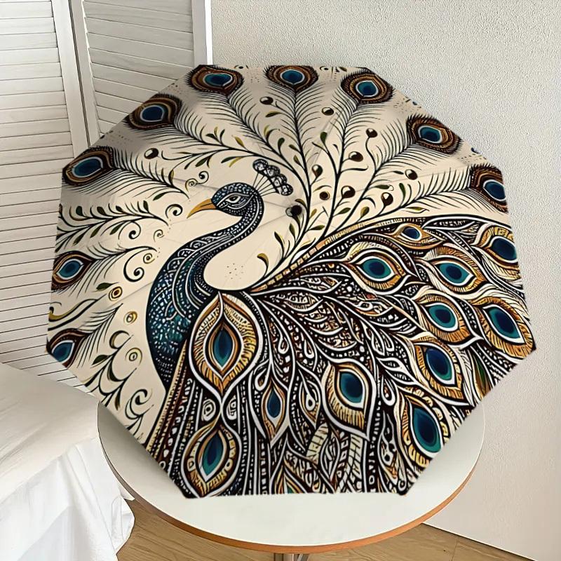 1PC Peacock feathersAutomatic Open/Close Umbrella with Windproof, 8-Rib Sturdy Canopy, Durable Ribs, Fashionable Design1239A
