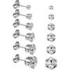 Kolip 6 Pairs / 12 Pairs Stainless Steel Stud Earrings Set, 14K Silver/Gold Plated 316L Hypoallergenic Cubic Zirconia CZ Earring for Women Men 3-8mm