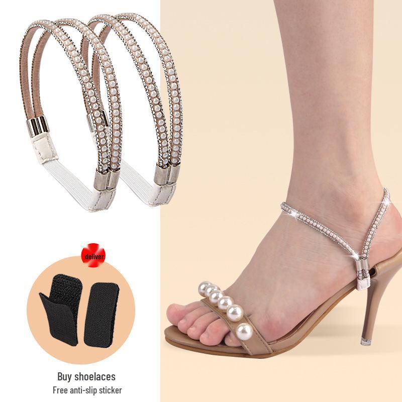 Multicolor Rhinestone Anti-Slip Elastic Heel Strap for High Heels, No Installation Required