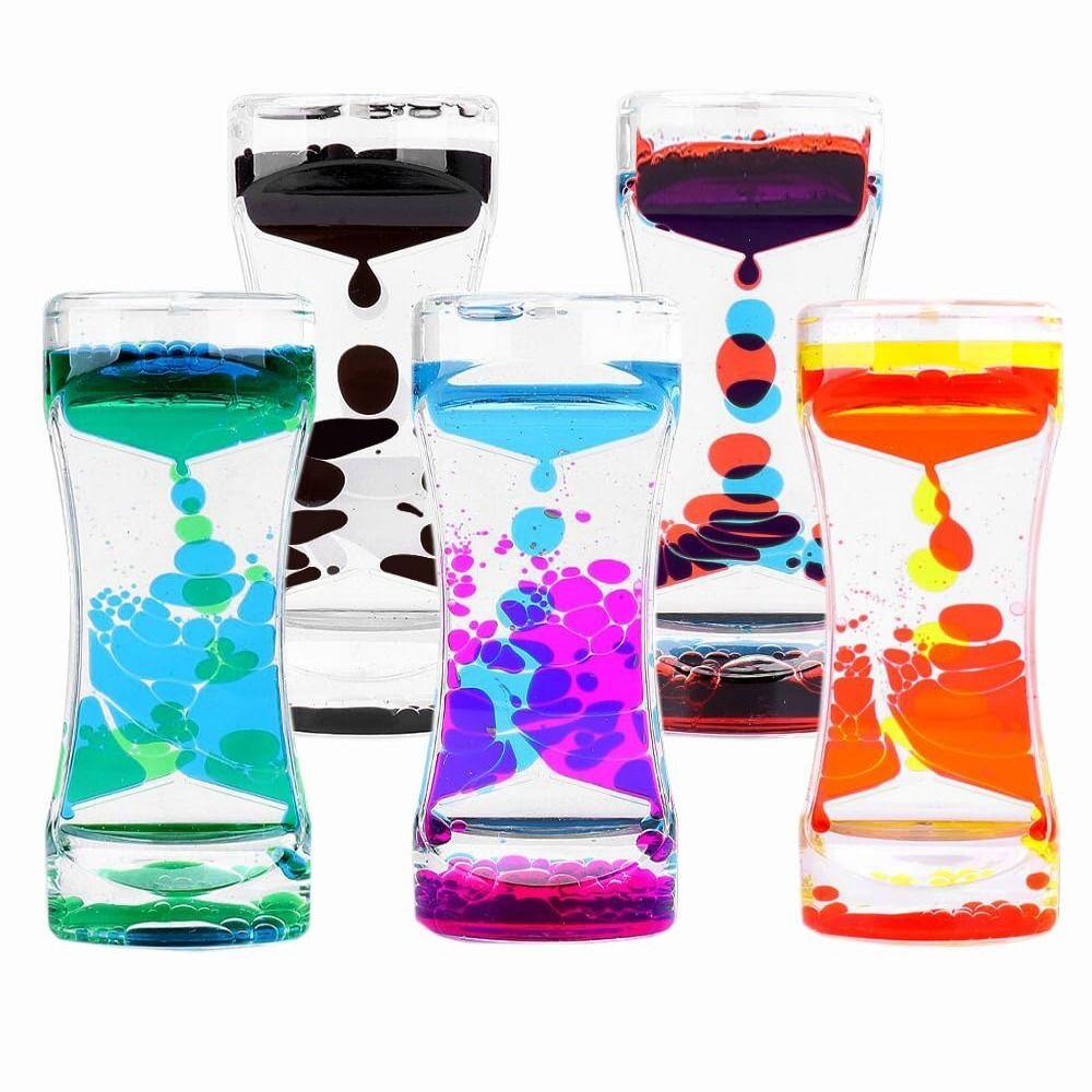 Double Colors Oil Hourglass Timer Creative Movement Sensory Toys Oil Hourglass Kids Toy