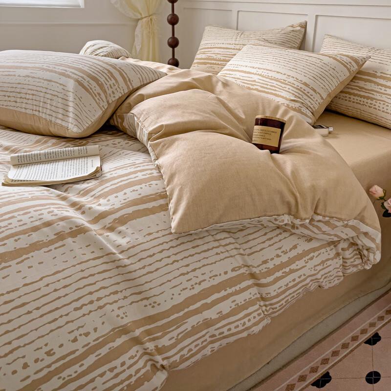 Fuyuefen Light Yellow Stripe All-Cotton Bedding Collection