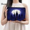 Dark Theme Zipper Bag Storage Bag, with Halloween Witch Castle Print, Large Washable Accessory Capacity Canvas Cosmetic Organizer, for Travel