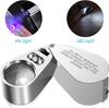 40X Illuminated Jeweler Loupe with LED UV Light Magnifier Optical Glass Metal Body for Jewelry Appraisal and Watch Repair