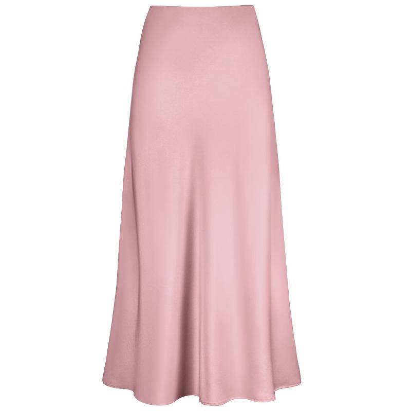 Spring and Autumn Women's Elegant Rayon Satin Skirt, High Waist, Fishtail Skirt, Solid Glossy A-line Office Skirt