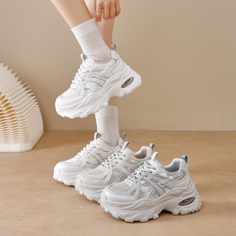 Augustine Daddy Shoes Women's 2025 New Autumn Platform White Sneakers Student Lightweight Running Casual Shoes