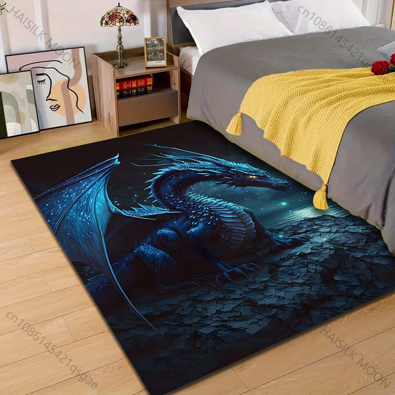 

1PC Blue dragon at night Pattern Rug Carpets for Bedroom Living Room Sofa Mat Creative Door Mat Cloakroom Home Decor 40cm x 60cm