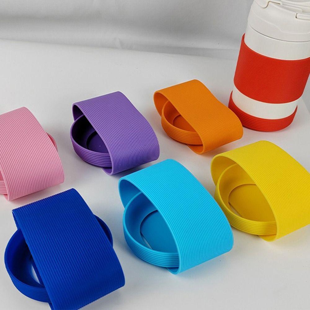 Stripe Cup Sleeve Set Silicone Cup Bottom Cover New Heat Resistant Protective Sleeve