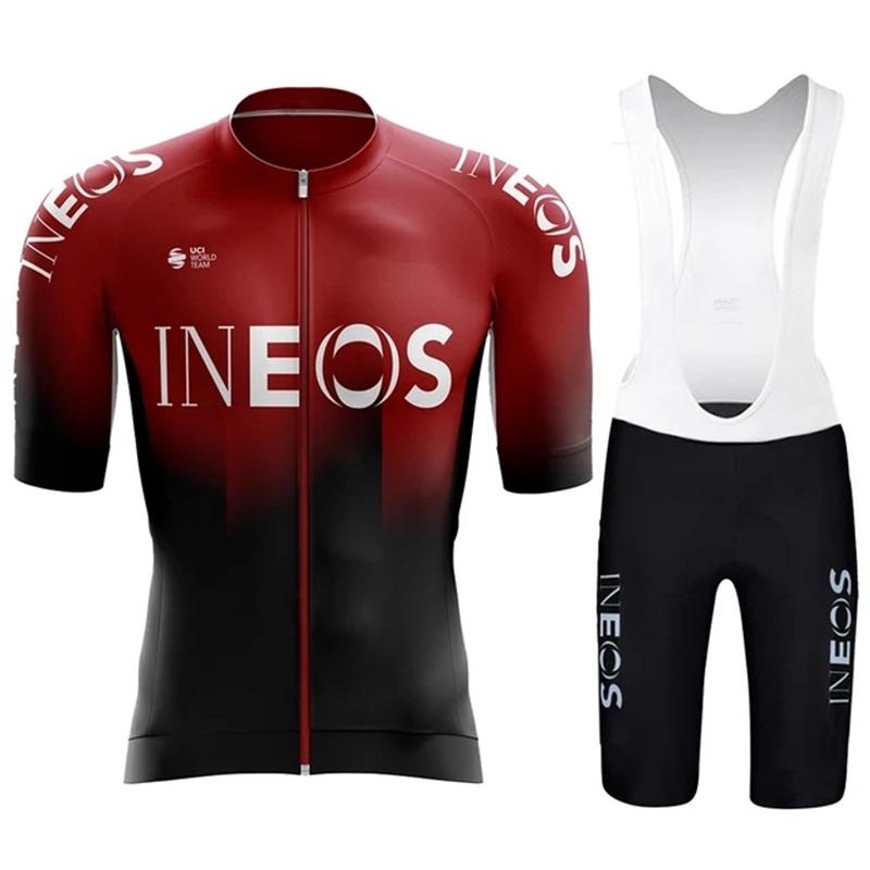 2026 Estate Pro Team INEOS GRENADIERS Bianco Abbigliamento da Ciclismo Set Maglia da Ciclismo Uomo Maglia da Bici da Strada Completo Pantaloncini da Ciclismo con Bretelle