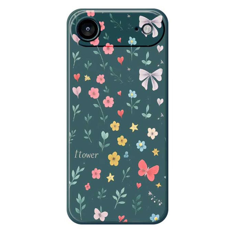 For iPhone 17 Air Case Floral Bow Pattern Printing Straight Edge TPU Phone Back Cover