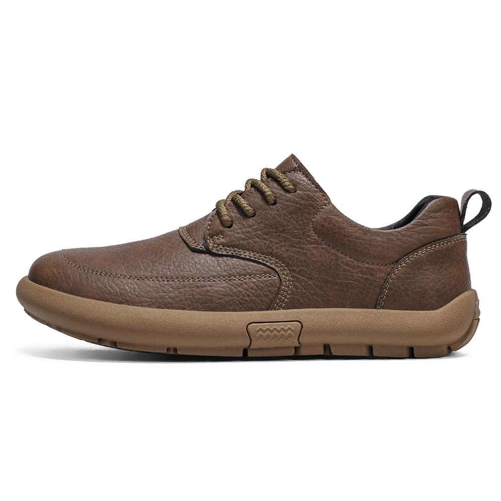 Men's Leather Casual Shoes,Lace-Up Wide Toe Box,Anti-Skid Sole,for Diabetics,Hallux Valgus,Bunions,Wide Feet,Brown,Khaki